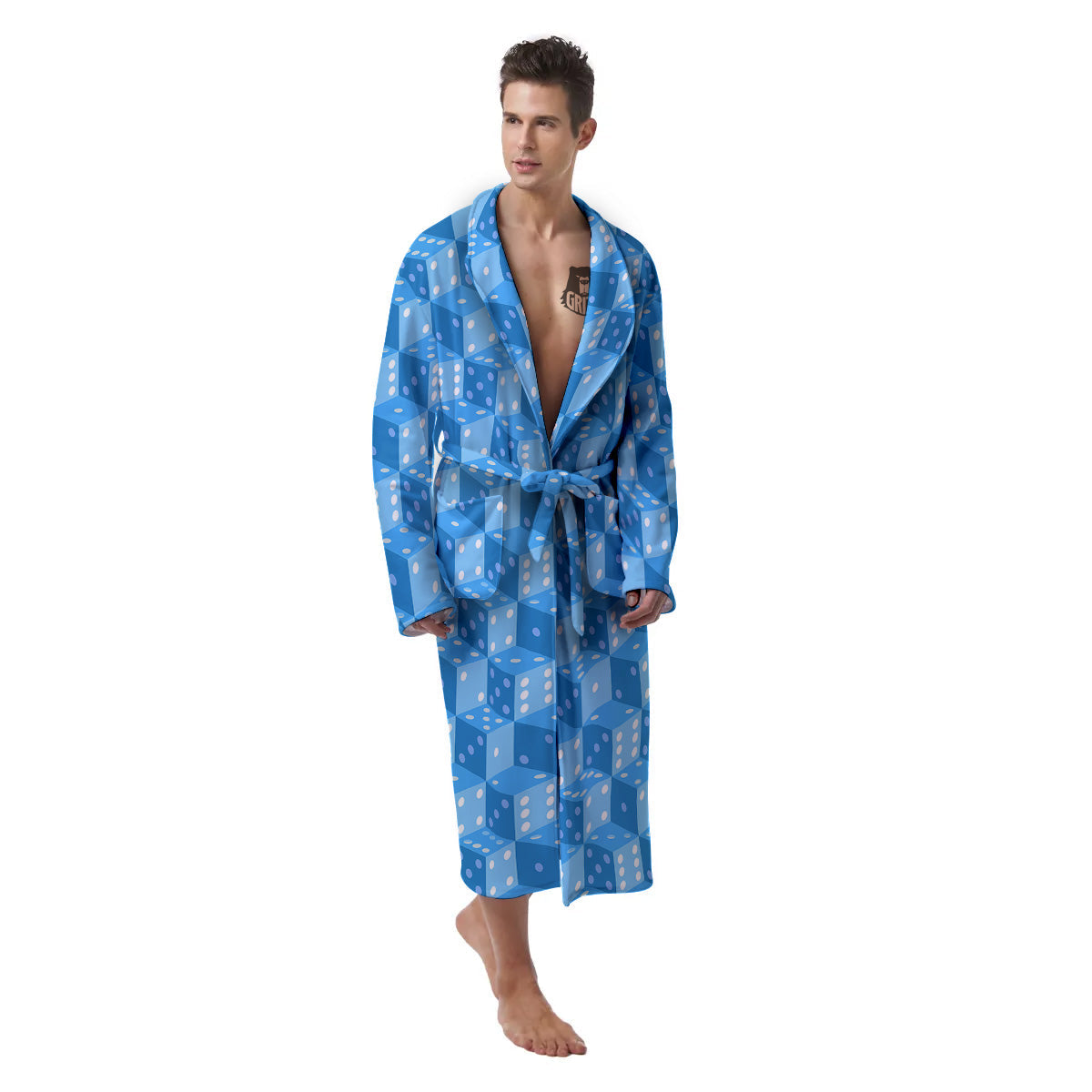 Blue Dice Casino Print Pattern Men's Robe-grizzshop