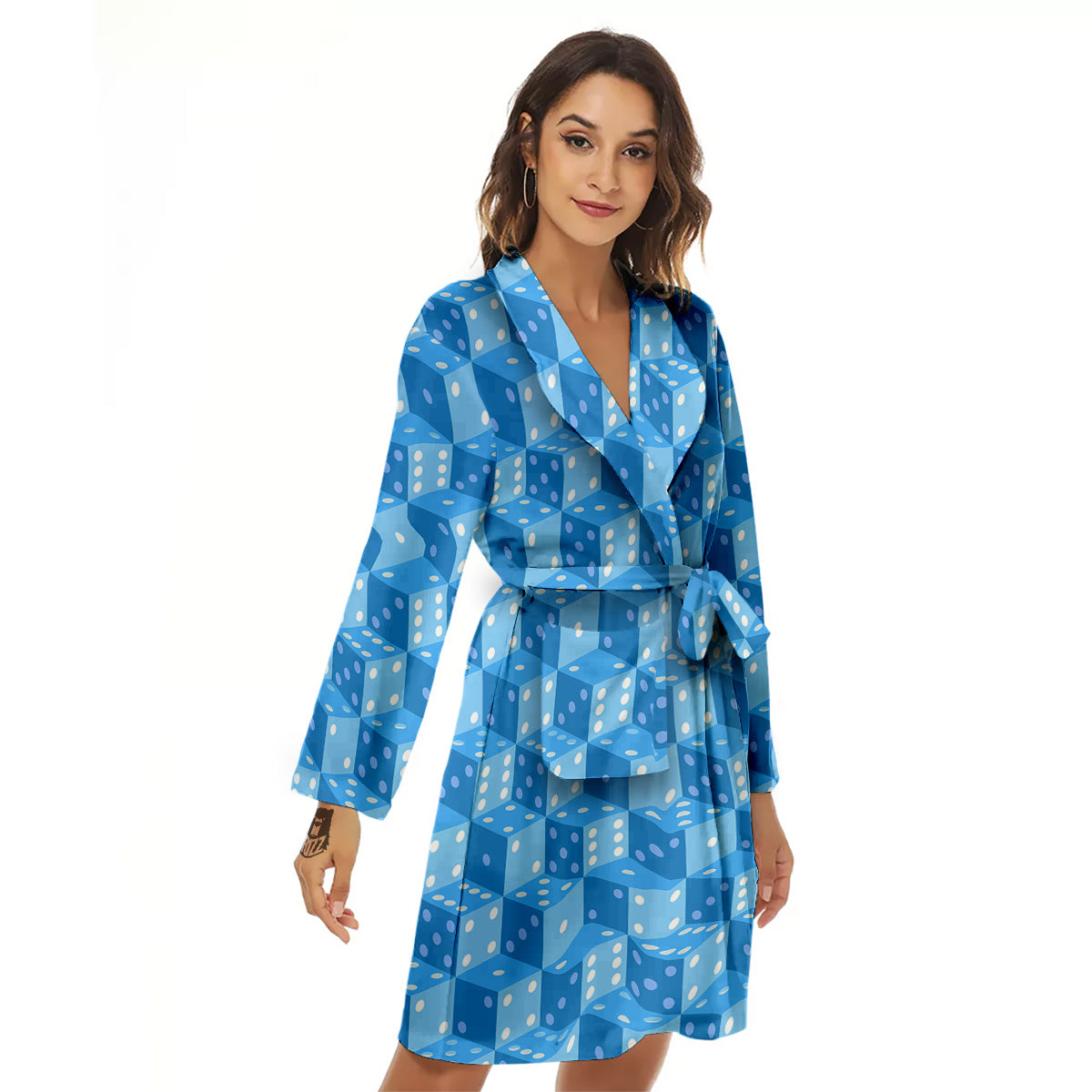 Blue Dice Casino Print Pattern Women's Robe-grizzshop