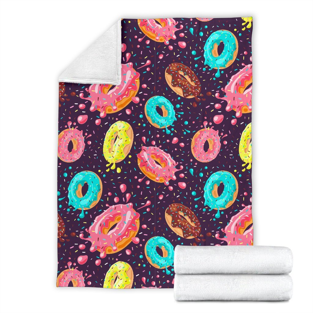 Blue Donut Pattern Print Blanket-grizzshop