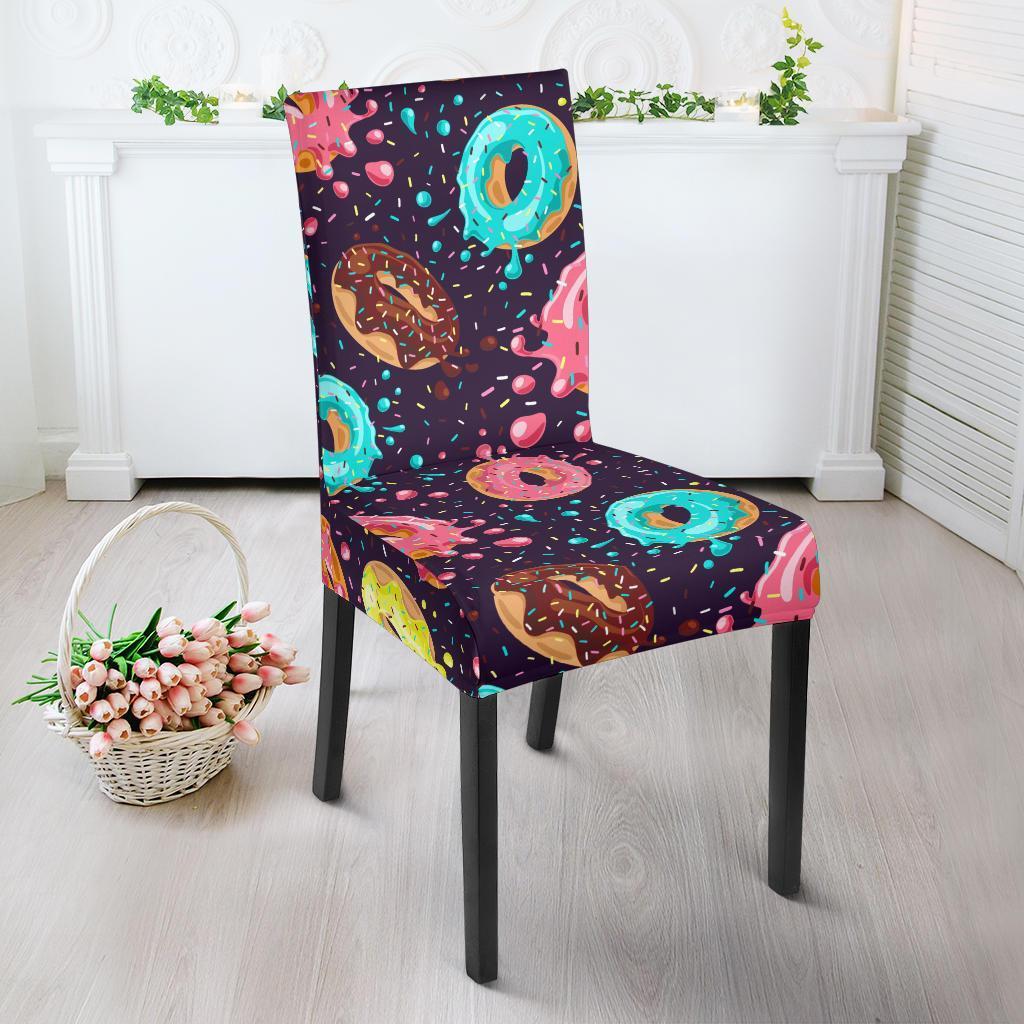 Blue Donut Pattern Print Chair Cover-grizzshop