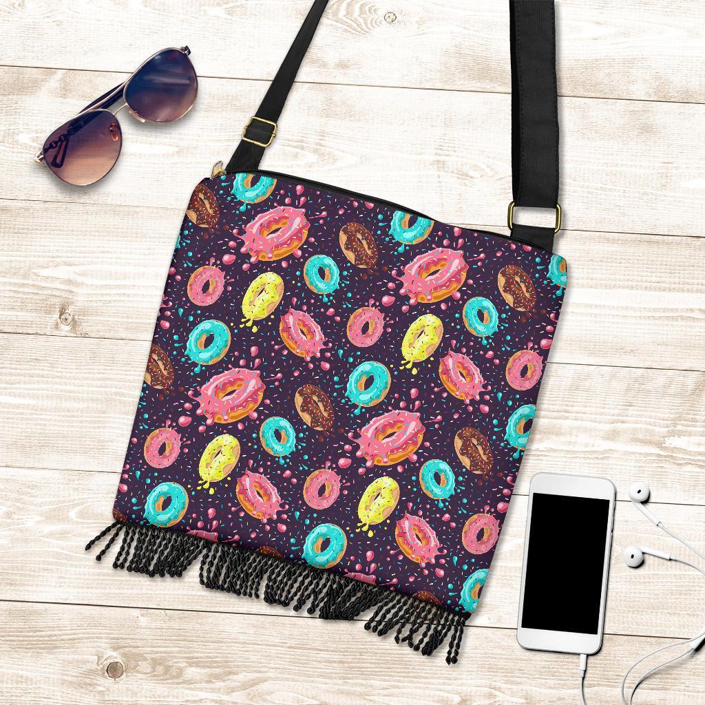 Blue Donut Pattern Print Crossbody Bags-grizzshop