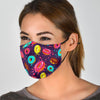 Blue Donut Pattern Print Face Mask-grizzshop