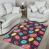 Blue Donut Pattern Print Floor Mat-grizzshop