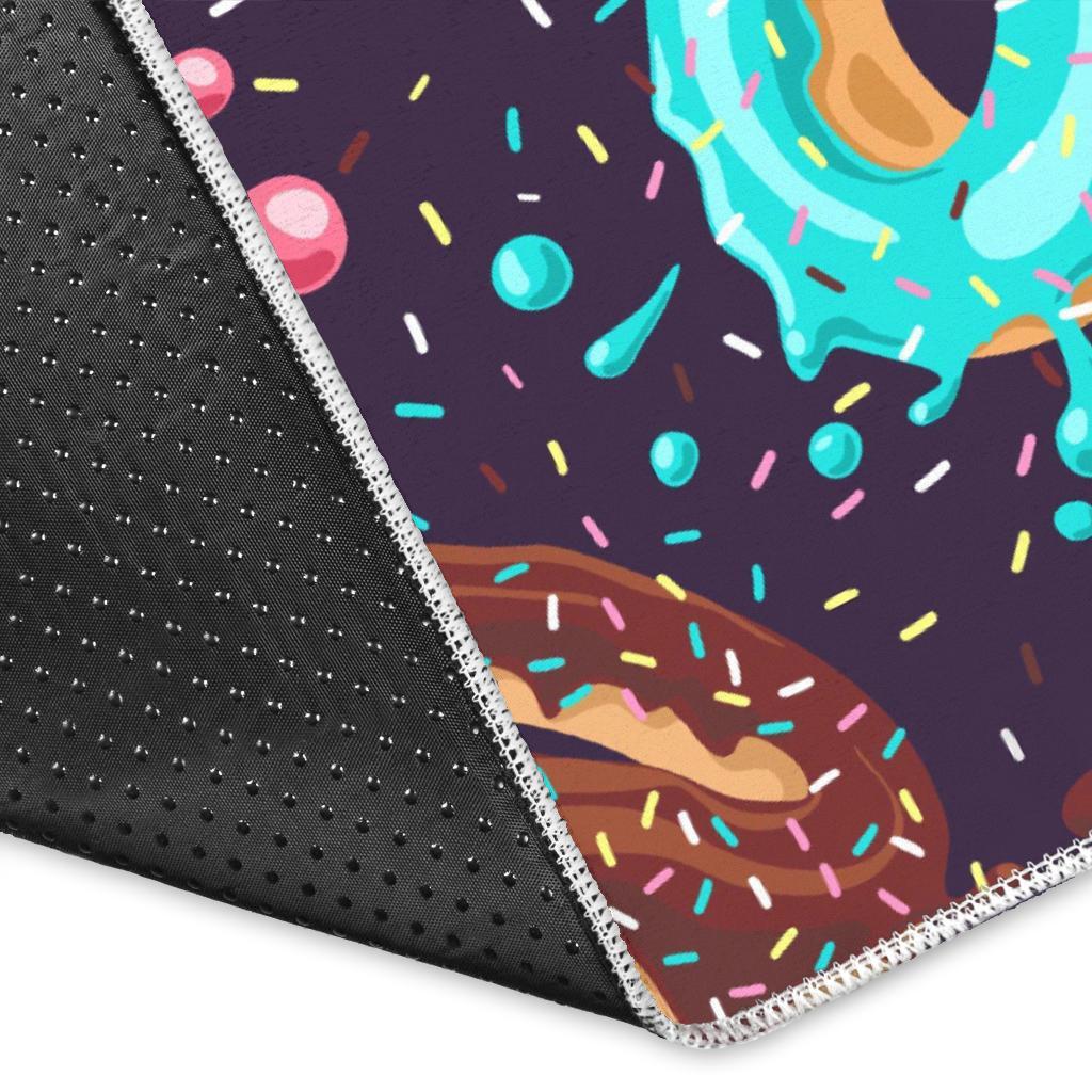 Blue Donut Pattern Print Floor Mat-grizzshop