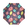 Blue Donut Pattern Print Foldable Umbrella-grizzshop