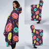 Blue Donut Pattern Print Hooded Blanket-grizzshop