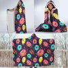 Blue Donut Pattern Print Hooded Blanket-grizzshop