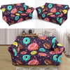 Blue Donut Pattern Print Loveseat Cover-grizzshop