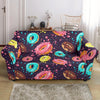 Blue Donut Pattern Print Loveseat Cover-grizzshop