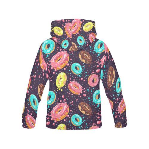 Blue Donut Pattern Print Men Pullover Hoodie-grizzshop