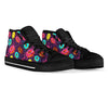 Blue Donut Pattern Print Men Women's High Top Shoes-grizzshop