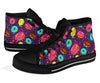 Blue Donut Pattern Print Men Women's High Top Shoes-grizzshop