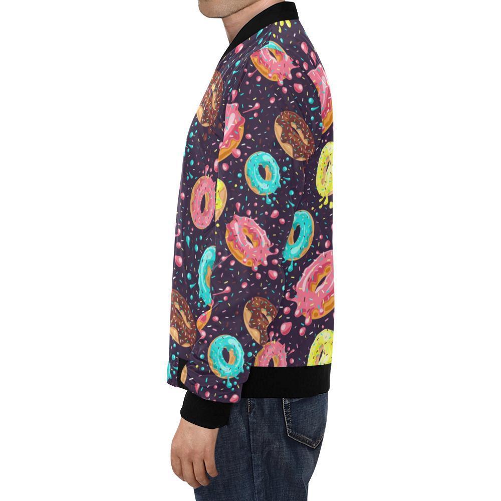 Blue Donut Pattern Print Men's Bomber Jacket-grizzshop