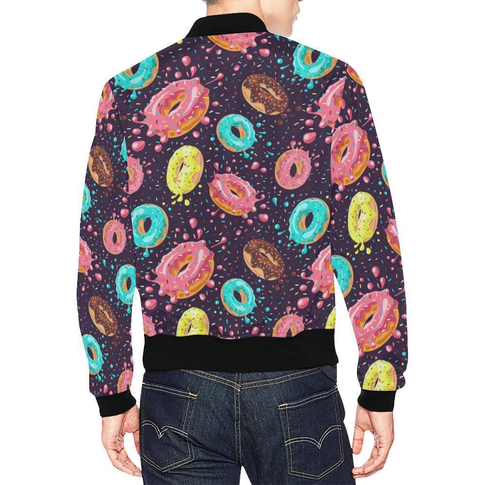 Blue Donut Pattern Print Men's Bomber Jacket-grizzshop