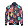 Blue Donut Pattern Print Men's Bomber Jacket-grizzshop