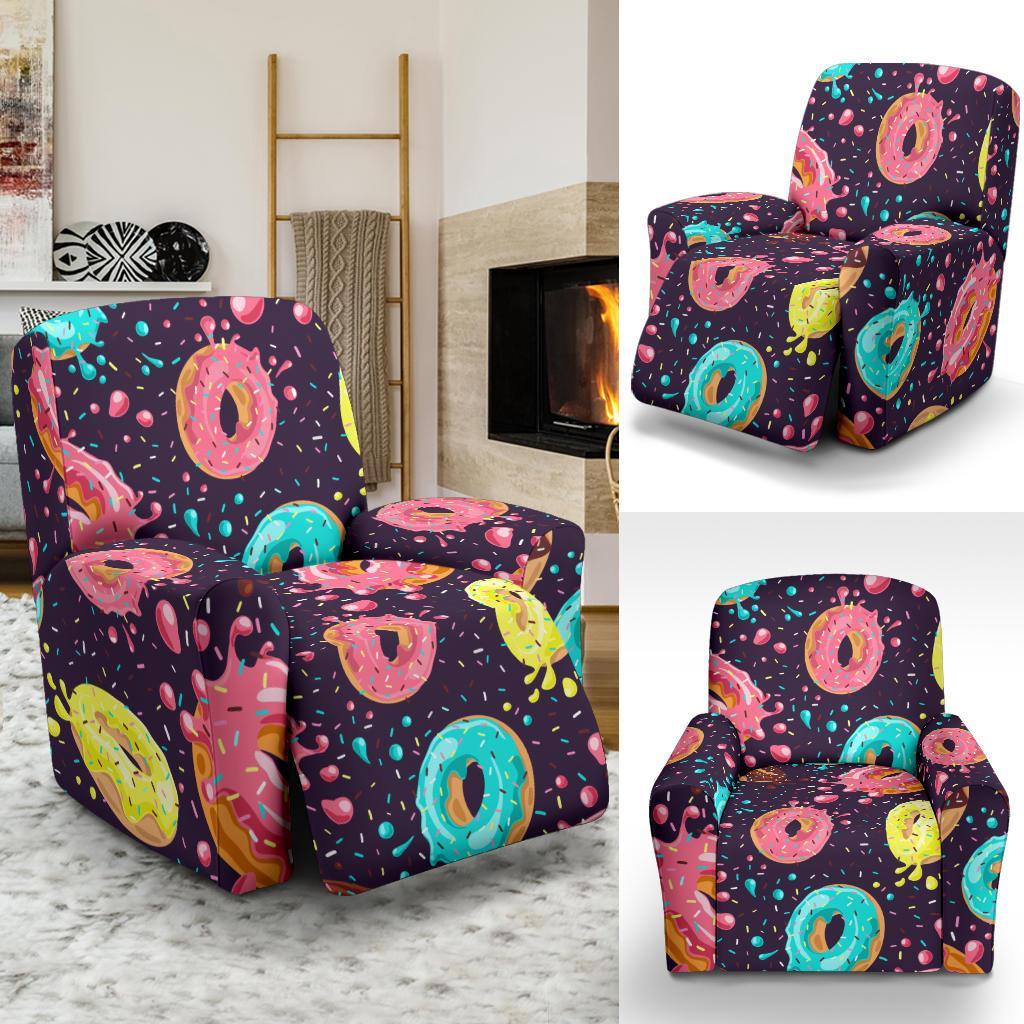 Blue Donut Pattern Print Recliner Cover-grizzshop