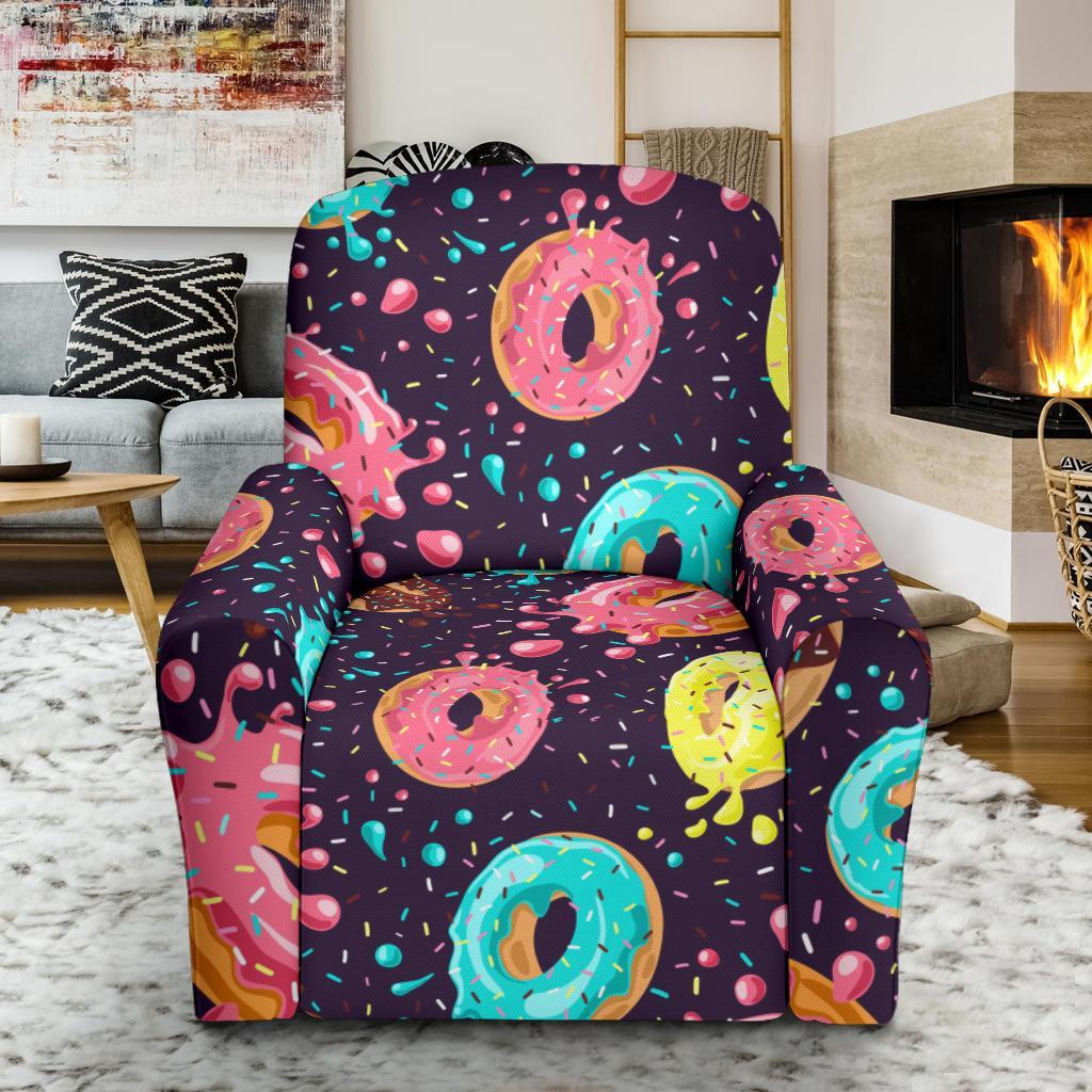 Blue Donut Pattern Print Recliner Cover-grizzshop