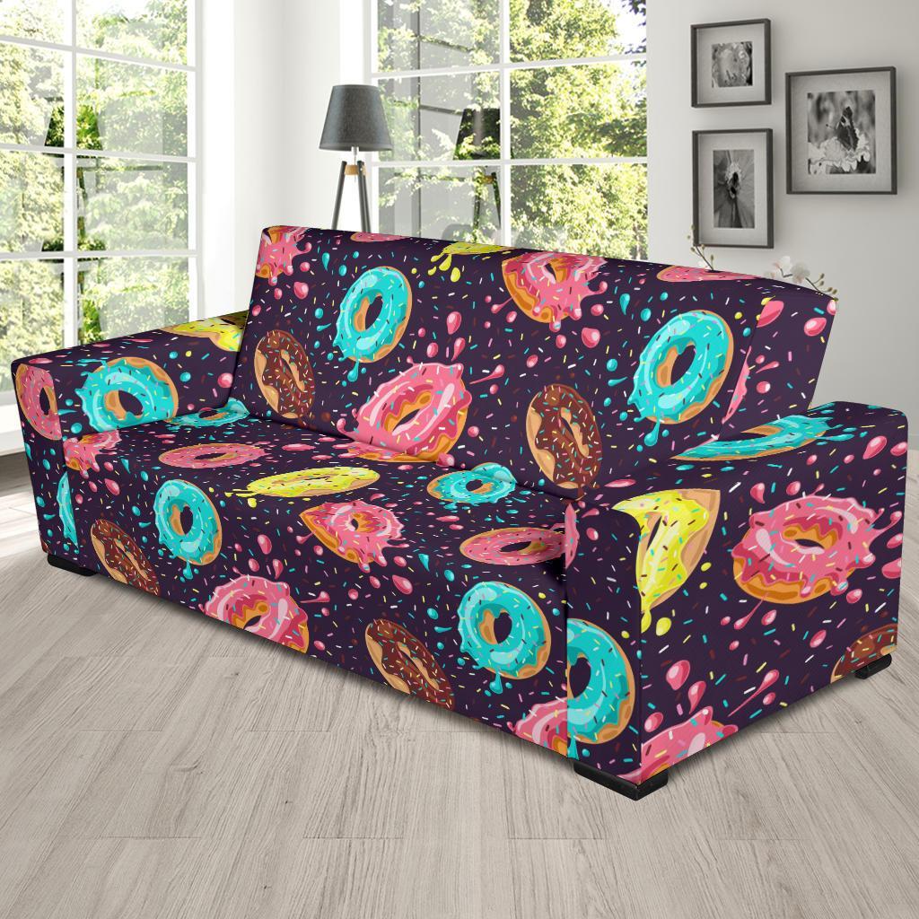 Blue Donut Pattern Print Sofa Covers-grizzshop