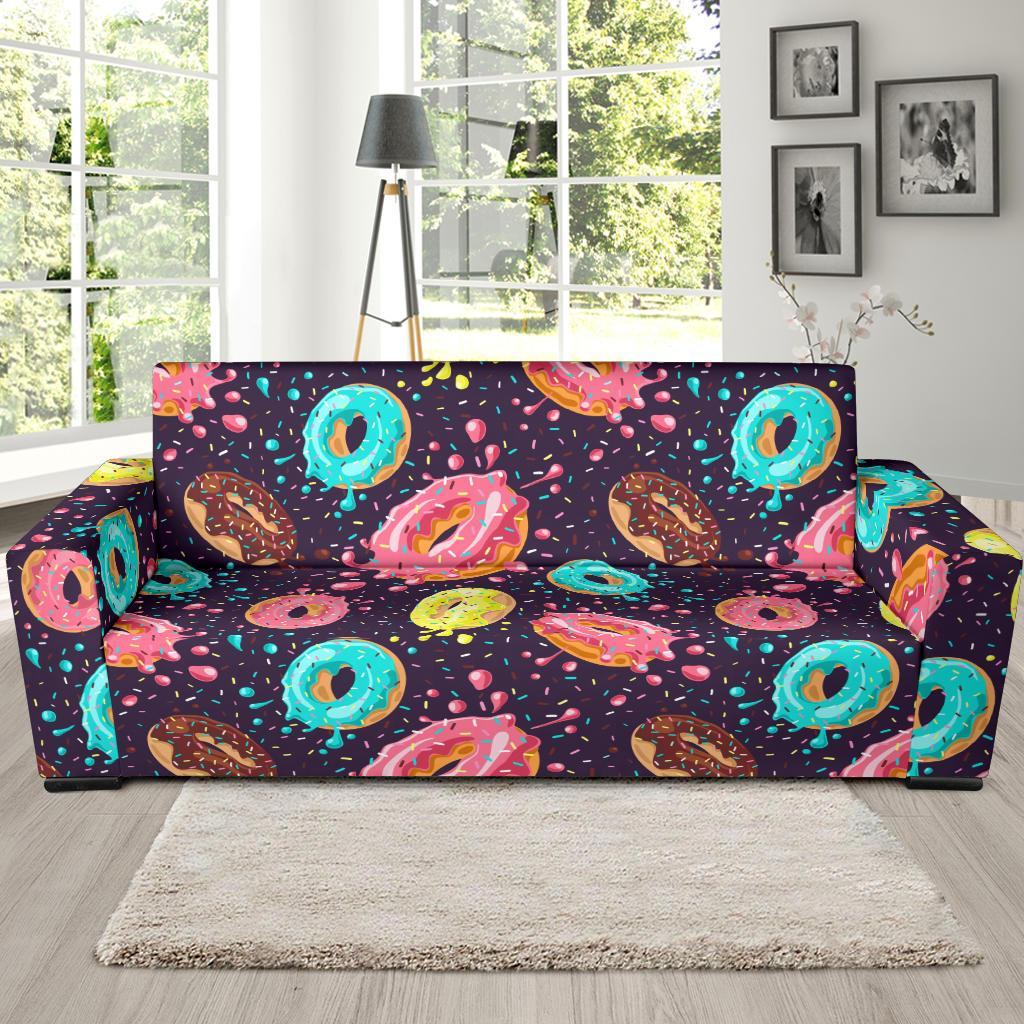 Blue Donut Pattern Print Sofa Covers-grizzshop