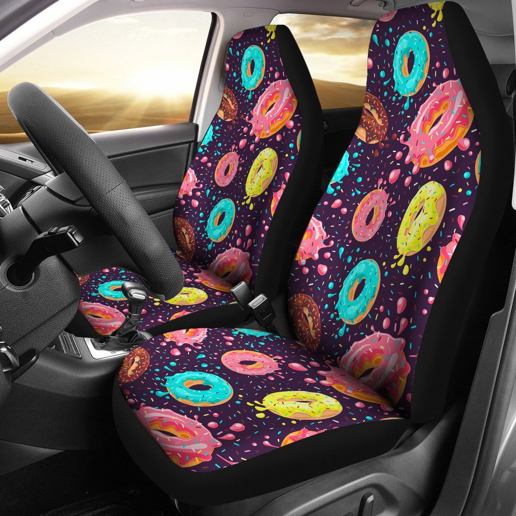 Blue Donut Pattern Print Universal Fit Car Seat Cover-grizzshop
