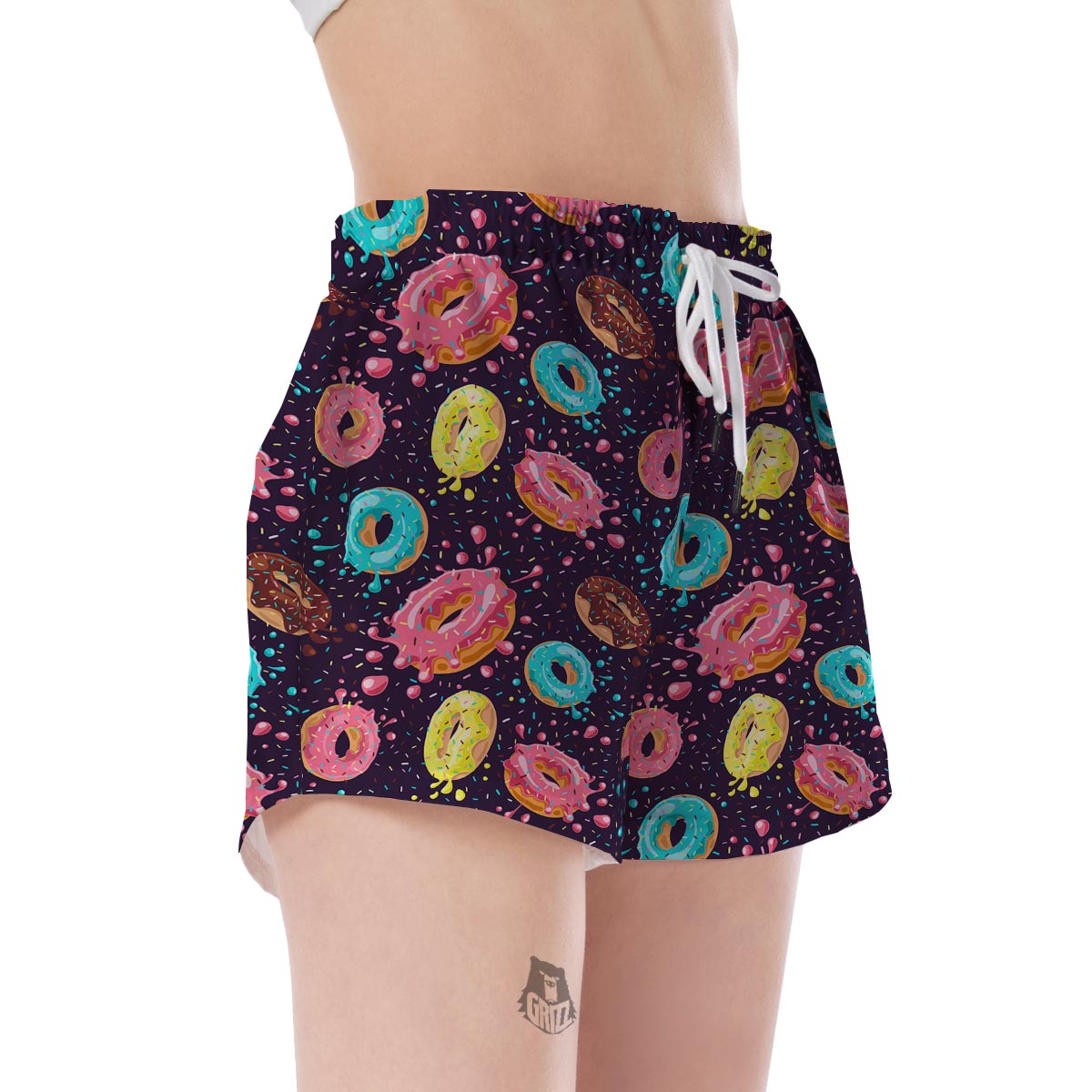 Blue Donut Pattern Print Women's Shorts-grizzshop