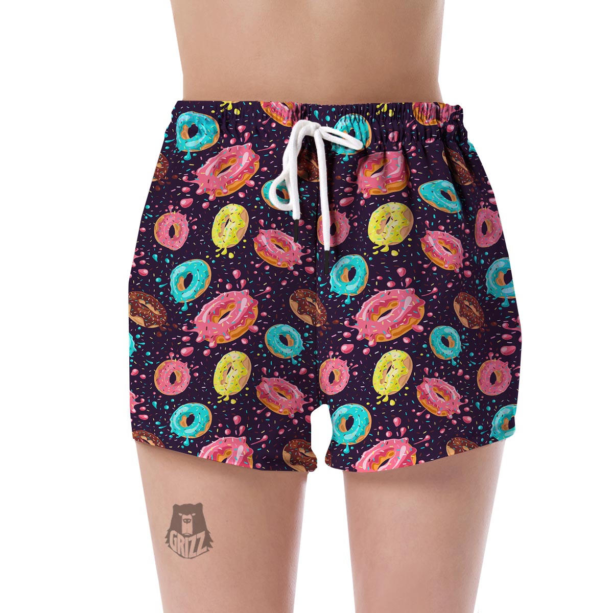 Blue Donut Pattern Print Women's Shorts-grizzshop