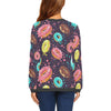 Blue Donut Pattern Print Women's Sweatshirt-grizzshop