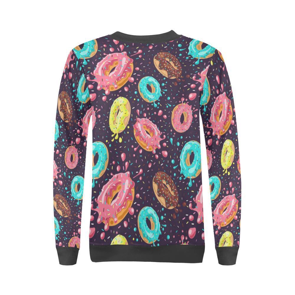 Blue Donut Pattern Print Women's Sweatshirt-grizzshop