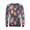 Blue Donut Pattern Print Women's Sweatshirt-grizzshop