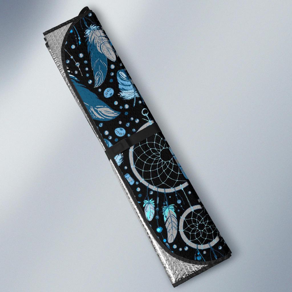 Blue Dream Catcher Feather Car Sun Shade-grizzshop