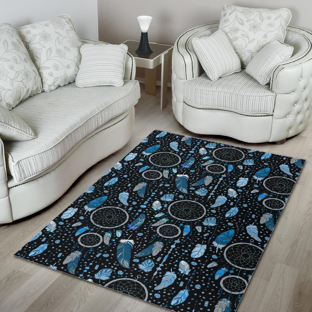 Blue Dream Catcher Feather Floor Mat-grizzshop