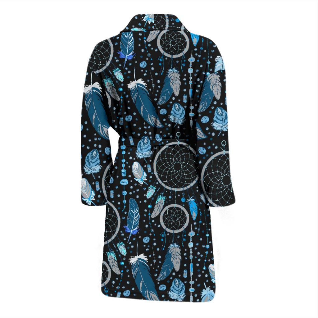 Blue Dream Catcher Feather Men Long Robe-grizzshop