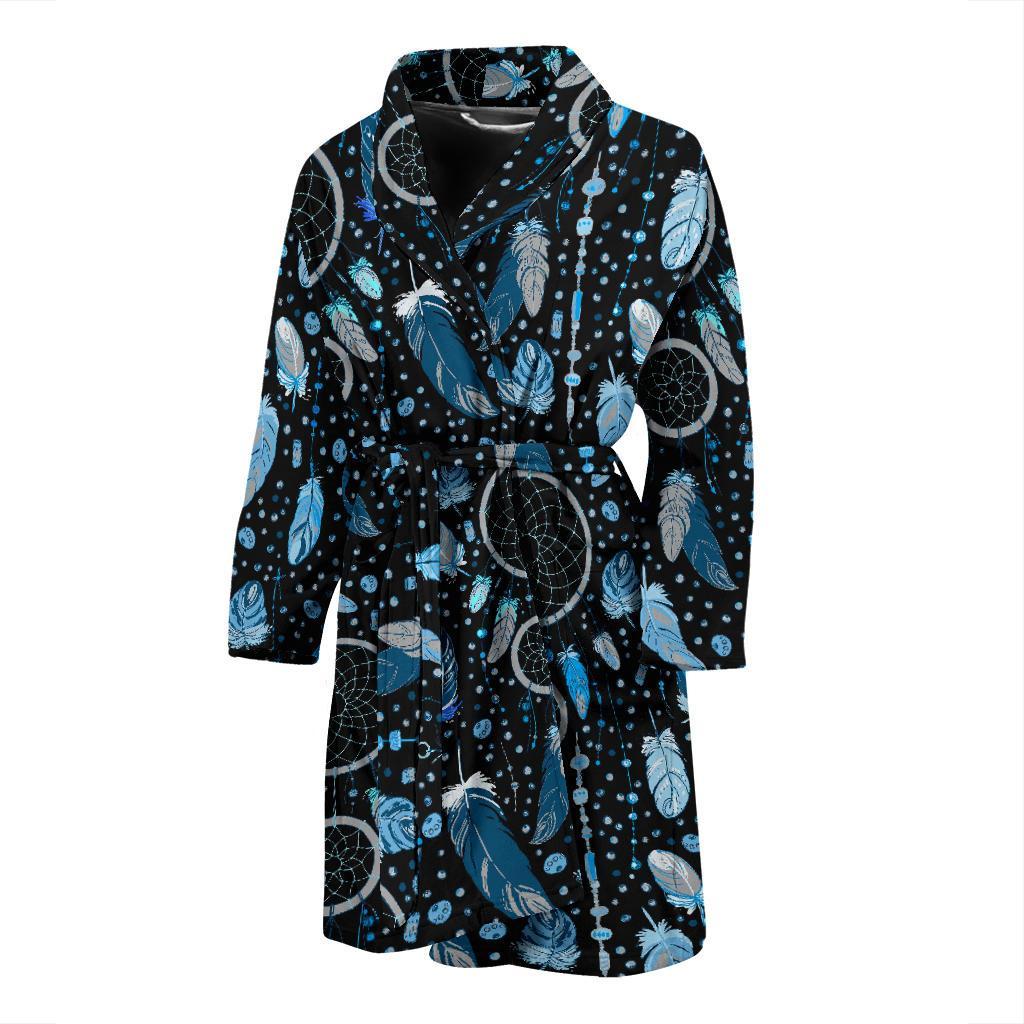 Blue Dream Catcher Feather Men Long Robe-grizzshop