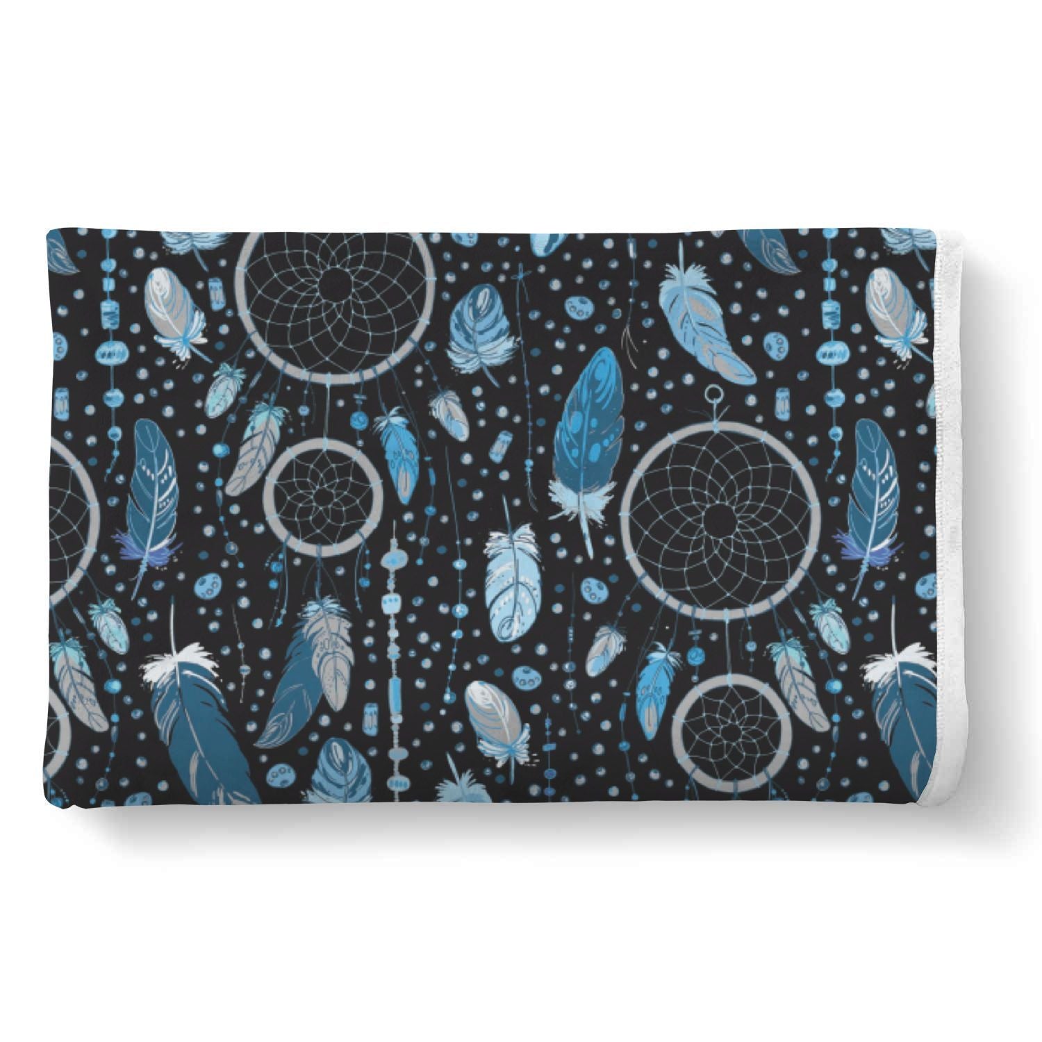 Blue Dream Catcher Feather Pattern Print Throw Blanket-grizzshop