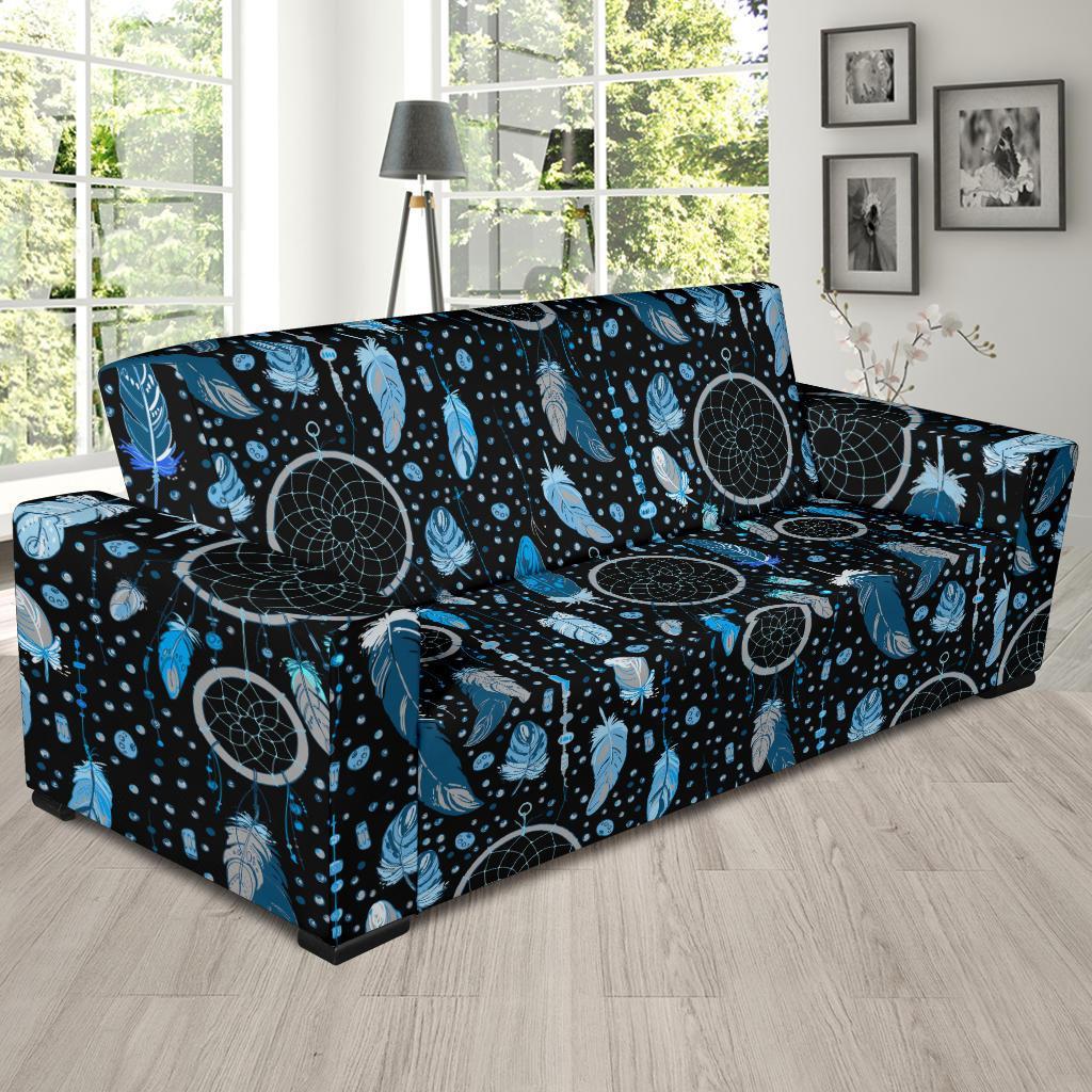 Blue Dream Catcher Feather Sofa Covers-grizzshop