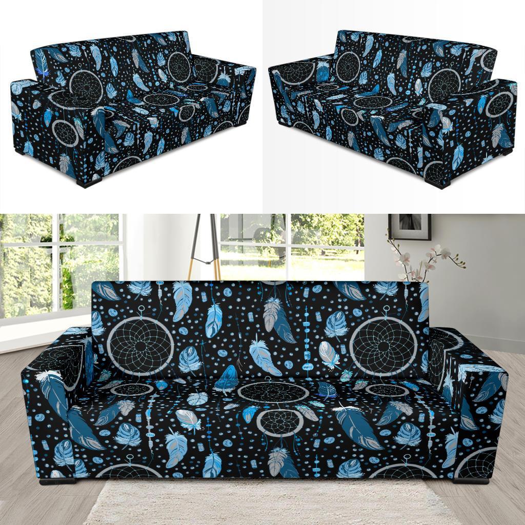 Blue Dream Catcher Feather Sofa Covers-grizzshop