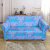 Blue Elephant Mandala Print Loveseat Cover-grizzshop