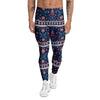 Blue Ethnic Mandala Print Pattern Men's Leggings-grizzshop