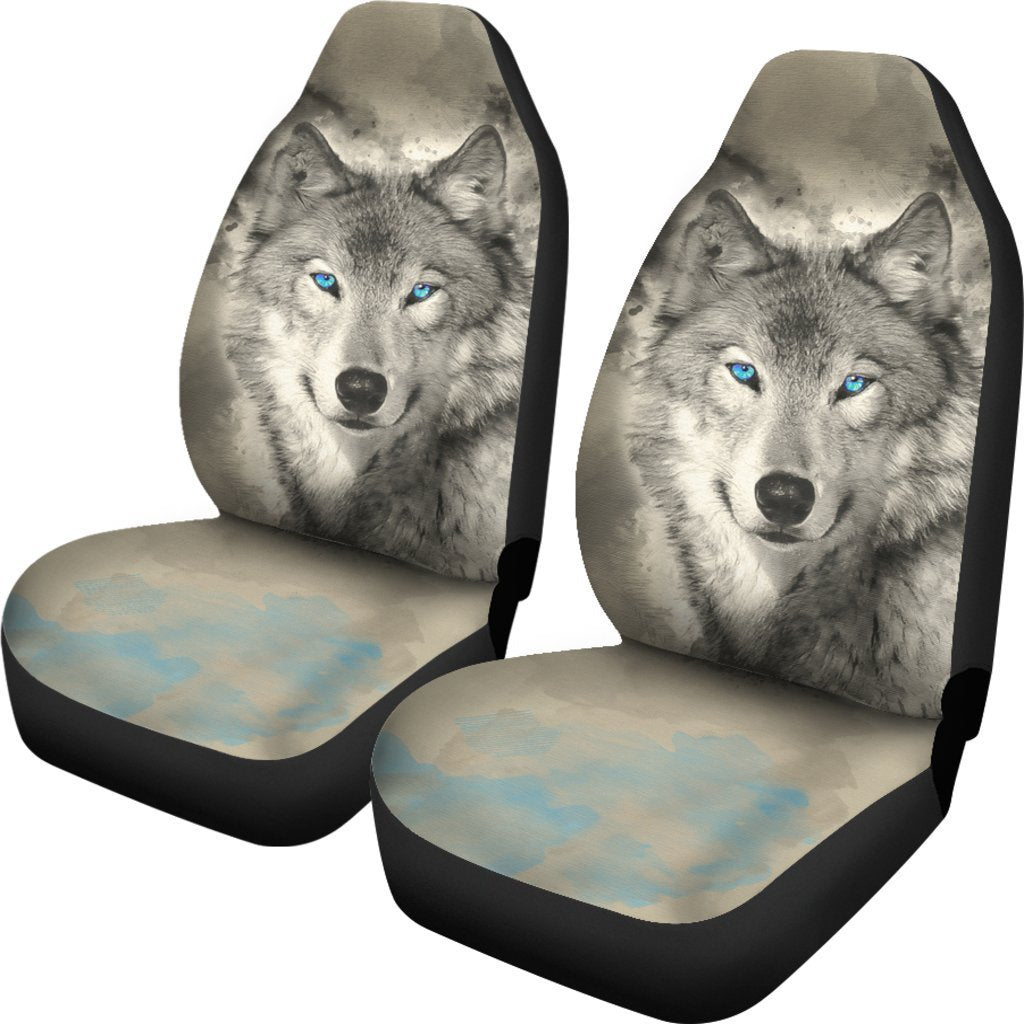 Blue Eye Wolf Universal Fit Car Seat Covers-grizzshop