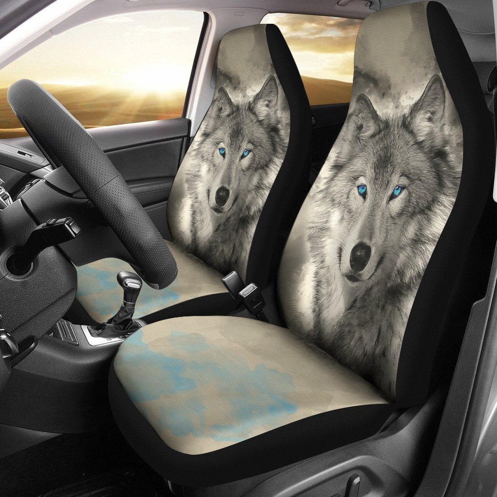 Blue Eye Wolf Universal Fit Car Seat Covers-grizzshop