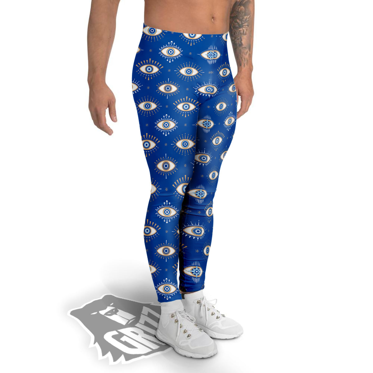 Blue Eyes Hamsa Print Pattern Men's Leggings-grizzshop