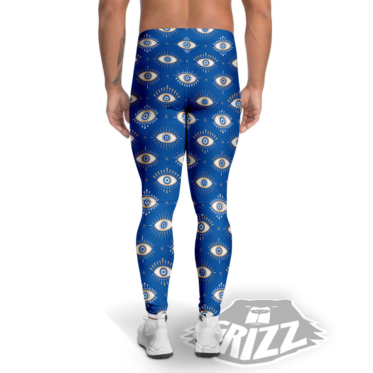 Blue Eyes Hamsa Print Pattern Men's Leggings-grizzshop