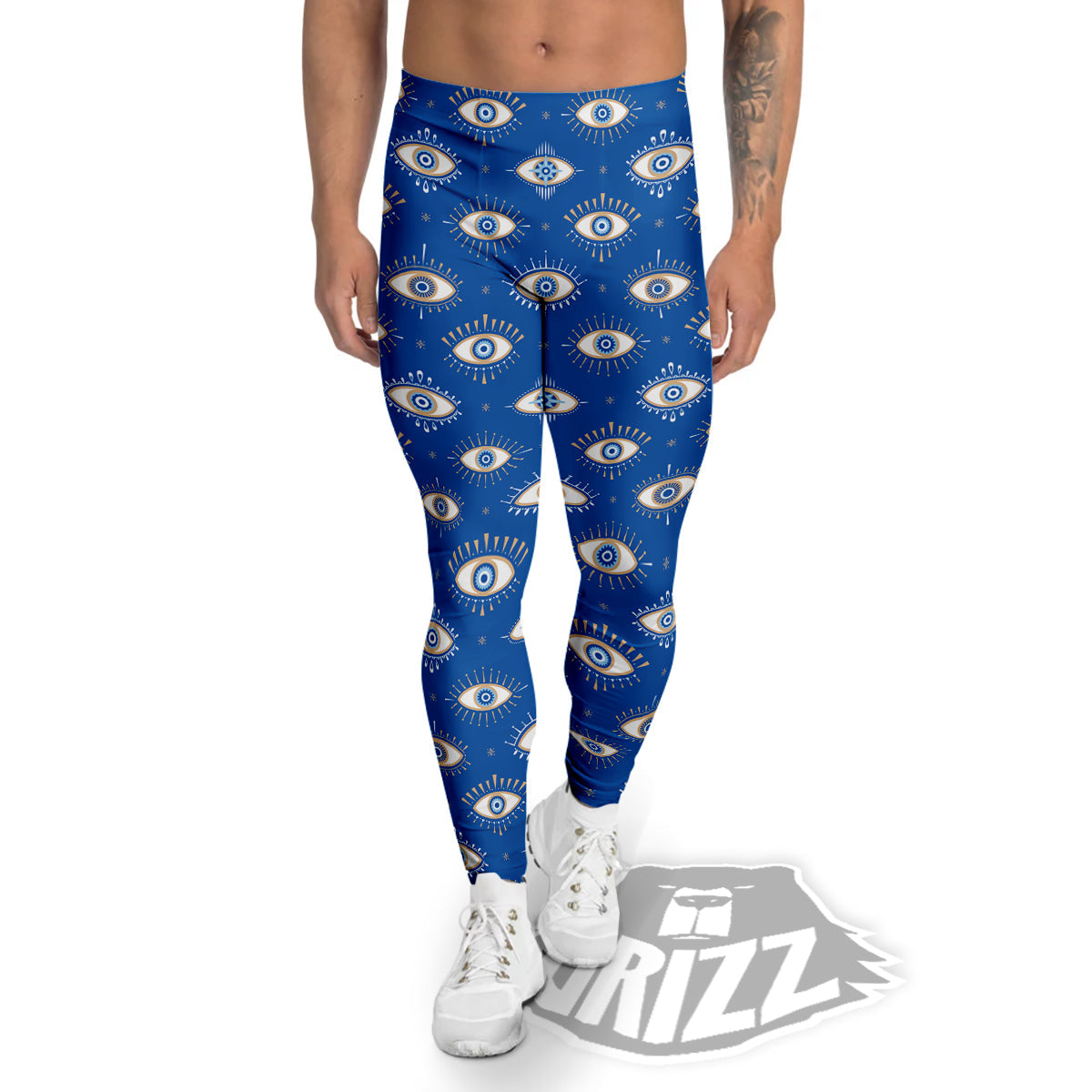 Blue Eyes Hamsa Print Pattern Men's Leggings-grizzshop