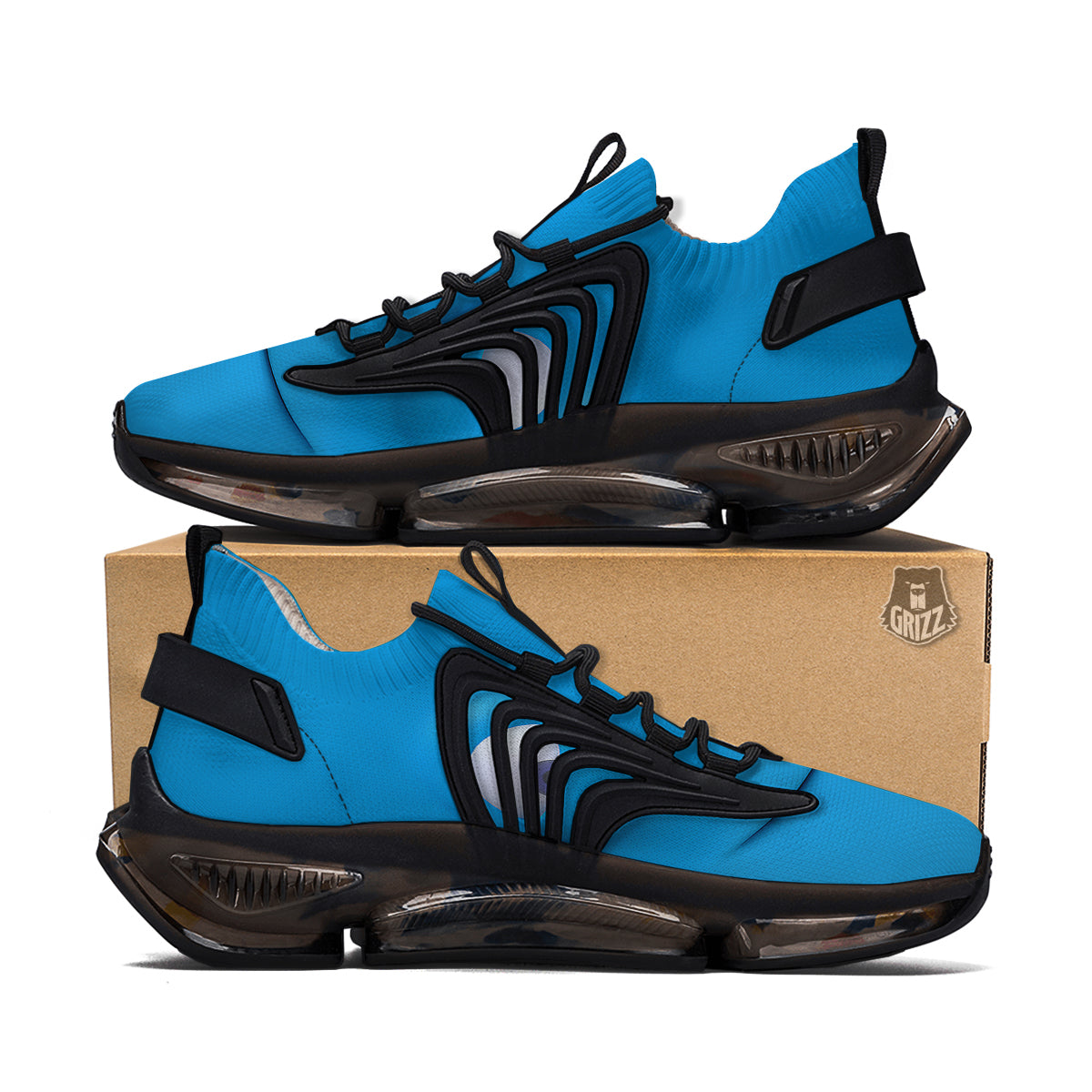 Blue Face Cartoon Emoticon Character Print Black Gym Shoes-grizzshop