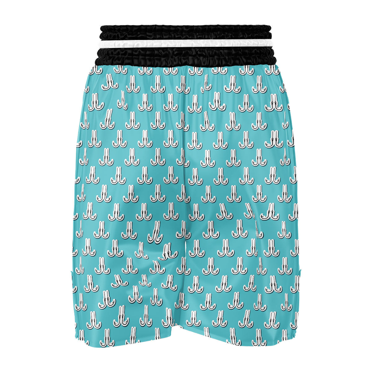 Blue Fish Hook Print Pattern Boxing Shorts-grizzshop