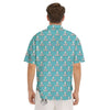 Blue Fish Hook Print Pattern Men's Short Sleeve Shirts-grizzshop