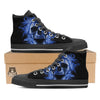 Blue Flaming Skull Print Black High Top Shoes-grizzshop