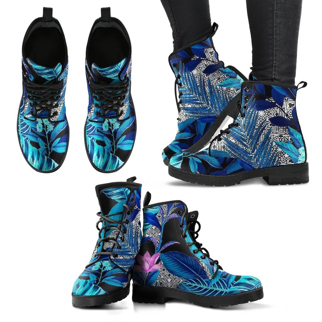 Blue Flower Designer Boots-grizzshop