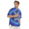 Blue Fractal Kaleidoscope Print Men's Short Sleeve Shirts-grizzshop