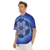 Blue Fractal Kaleidoscope Print Men's Short Sleeve Shirts-grizzshop